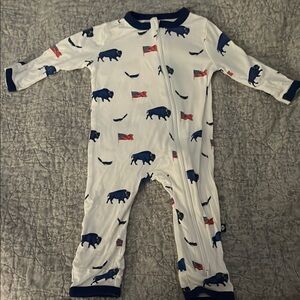 Kyte BABY White and Blue Bodysuit with Buffalo Print
